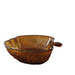 Coupe en verre ambr� forme pomme design textur� ann�es 70