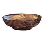 Coupe en verre fum motif rayonnant en relief annes 70