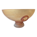 Coupe en verre scavo murano vintage ambre / orang annes 1970