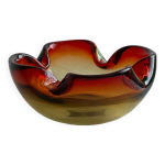 Coupe en verre souffl style murano, cendrier multicolore dgrad rouge