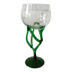 Coupe verre souffl� sur pied m�duse vert �meraude vintage