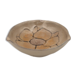 Coupe, vide - poche vintage c�ramique beige, sign�e atelier la roue, vallauris - ann�es 1960