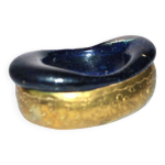 Coupelle cendrier iran en verre bull bleu cobalt iranien et laiton grav