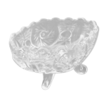 Coupelle oblongue, vide poche sur 4 petits pieds verre dcor en relief, annes 1970