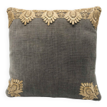 Coussin carr�, housse et insert. gris, champagne. mod�le mila.