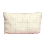 Coussin lin beige motif  carreaux passepoil gris fon brillant