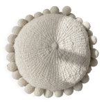 Coussin fait main monte pom pom pampa grande laine naturelle ecru Coussin fait main monte pom pom pampa grande laine naturelle ecru