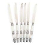 Couteaux � fruits en nacre et en argent massif, 6 pcs, h�nin & vivier (1891 - 1896)