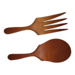 Couverts  salade en bois exotique vintage