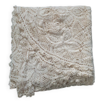 Couverture plaid en crochet vintage 236cm sur 170cm couleur beige Couverture plaid en crochet vintage 236cm sur 170cm couleur beige