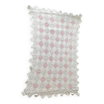 Couvre lit 1 personne en crochet rose et blanc