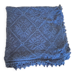 Couvre - lit crochet vintage bleu indigo