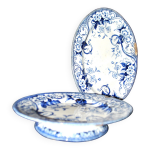 Creil montereau plat ovale et assiette mont�e flora liseron bleu 1850 lm&cie