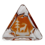 Cristal de boh�me ambr� (overlay) cendrier / vide - poche cerf