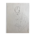 Croquis au crayon sur papier de robert haisley, etude de corps fminin, modle assis