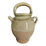 Cruche chevrette terre cuite verniss�e � couverte jaune d�but xx�me