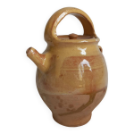 Cruche, chevrette en terre cuite vernisse jaune