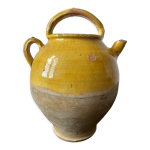 Cruche gargoulette chevrette en terre cuite jaune verniss xix eme sicle