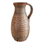 Cruche en terre cuite et rotin