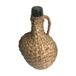 Dame jeanne bonbonne 2l ancienne rotin osier tress + anse vintage