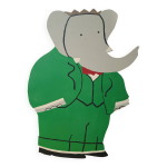 Dcoration murale enfant babar le roi bois peint