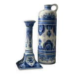 Delft bougeoir + bouteille d'huile d'olive