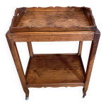 Desserte en bois sur roulettes avec plateau amovible, annes 60