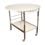 Desserte chrome et blanche avec ses cts pliants, vintage, 1970