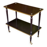 Desserte double plateau en palissandre sur roulettes dor