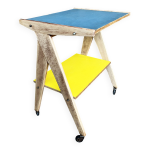 Desserte jaune bleu pied compas anne 1950