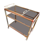 Desserte laiton verre fum� bar roulettes