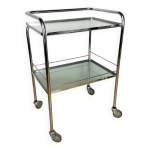Desserte moderniste chrome et verre dpoli vintage