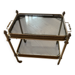Desserte petite table roulante laiton et verre années 1970 maison baguès Desserte petite table roulante laiton et verre années 1970 maison baguès