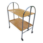 Desserte pliante chariot sur roues mtal chrom et formica