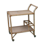 Desserte en rotin osier et bambou vintage 1960