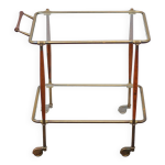Desserte roulante bois et laiton, bar roulant, serviteur, trolley, 1950 cesare lacca pour arredoluce