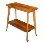 Desserte scandinave art dco 1950 double plateau palissandre dore