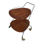 Desserte scandinave vintage en teck & mtal, roulettes mtal, annes 60