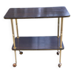 Desserte table roulante en palissandre marron avec pieds dors