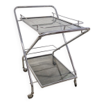 Desserte vintage chrome & verre fum