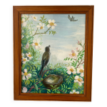 Dessin acrylique et cadre bois vernis