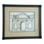 Dessin au crayon d'architecture arc de gallien  rome 57x65x2 cm