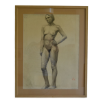 Dessin au fusain femme nu academique circa 1900