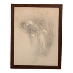 Dessin fusain par henry bataille xxe couple de danseurs