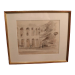 Dessin lavis d'encre reprsentant les arnes de vrone