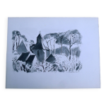 Dessin original au lavis d encre de chine par jean villette (1913 - 2005)