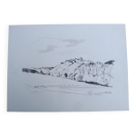 Dessin original  la pierre noire par jean villette (1913 - 2005)