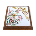 Dessous de plat 1900 carreau de faience et entourage bois