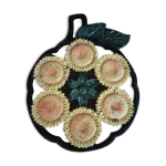 Dessous de plat en fonte métal patiné tournesol fleur ancien dp0322108 Dessous de plat en fonte métal patiné tournesol fleur ancien dp0322108