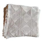 Dessus de lit en coton blanc, ancien jet de canap en crochet , couvre lit blanc